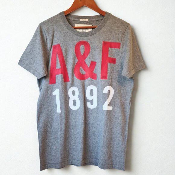 Abercrombie & Fitch A&F Graphic T-shirt Men Gray Casual Tee Size L Y2K Style - Picture 1 of 9